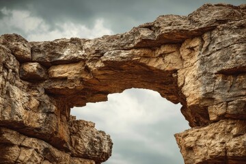 Natural rock archway against a cloudy sky