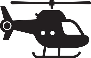 Helicopter Vector Silhouette | Black Aviation Illustration Icon