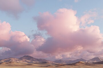 Pastel pink clouds over a desert landscape (1)