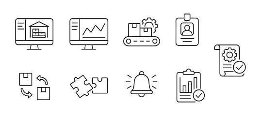 Business, productivity line icon set. workflow, office tools outline design