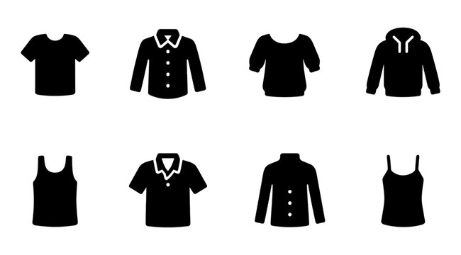 Clothing silhouette icon set. apparel, fashion, outfit icons silhouette collection