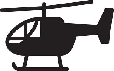 Helicopter Vector Silhouette | Black Aviation Illustration Icon