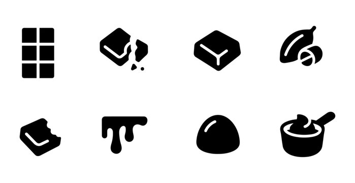 Chocolate, dessert silhouette icon set. sweets, tasty treats, confection icons collection