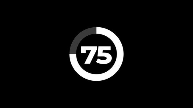 Pie chart animated video with 75 percent element black background . Statistics Business and finance theme Visual Data Representation for Finance, Sales, Statistics,