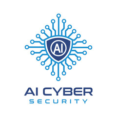 Cyber security logo icon blue and navy