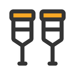 crutches flat line icon