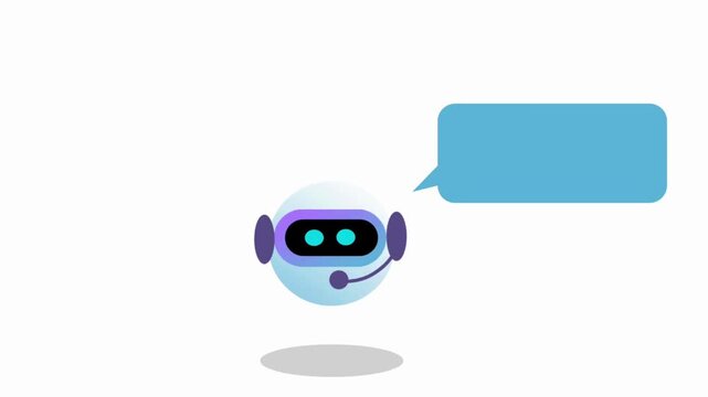 Flat illustration of a friendly AI chatbot with headset representing digital assistant communication