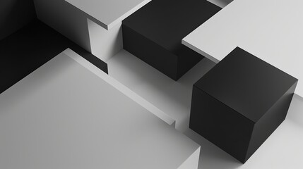 Black and white cube abstract