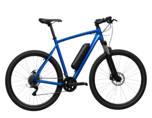 Blue Modern Mid-Drive Motor E-Bike Pedelec, Side View, Transparent Background