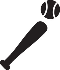 Baseball bat silhouette vector isolated on white background. Sports equipment icon for design and print.