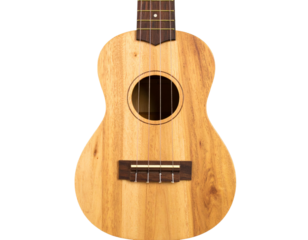 Classic Wooden Ukulele Guitar, Front View, Transparent Background