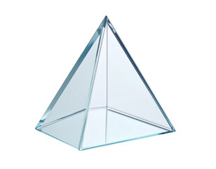 Close-Up of a Transparent Glass Triangle, Isolated on Transparent Background