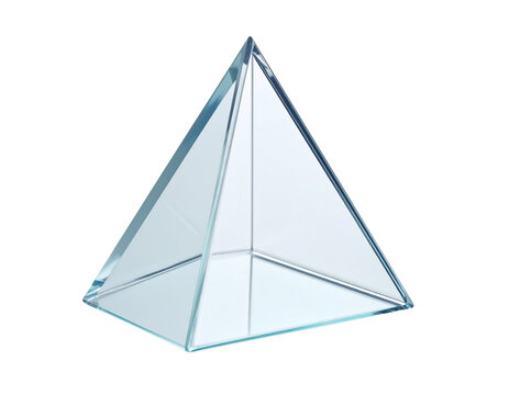 Close-Up of a Transparent Glass Triangle, Isolated on Transparent Background