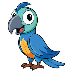 Obraz premium Cartoon Parrot Mascot with Open Beak in Teal and Blue Colors, on White Background