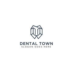 
Dental Town logo design. A simple and versatile logo with a clean tooth design. Perfect for dental clinics and professional oral health businesses that want a professional and modern brand identity.