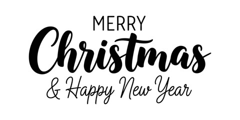Merry Christmas and happy new year typography vector illustration
