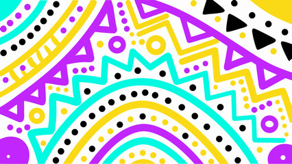 Fototapeta premium Colorful abstract background with geometric shapes and dots in a playful arrangement design style