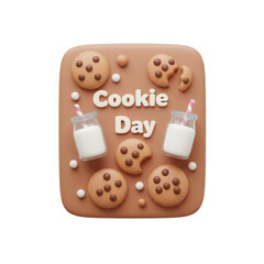 Happy Cookie Day With Some Cookies And Cream Rendered On Transparent Background