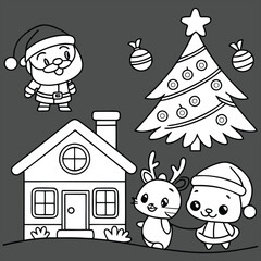 Winter Christmas composition in paper cut style .Merry Christmas text Calligraphic Lettering Vector illustration. Merry Christmas card. Winter holiday theme. Happy New Year. Christmas cartoon.	