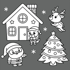 Winter Christmas composition in paper cut style .Merry Christmas text Calligraphic Lettering Vector illustration. Merry Christmas card. Winter holiday theme. Happy New Year. Christmas cartoon.	