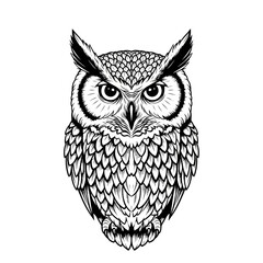 Stylized Owl Line Drawing
