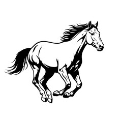 Galloping Horse Black and White Sketch