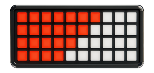 High-contrast LED matrix board with red and white segments