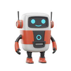 Fototapeta premium Cute 3D Robot Illustration On transparent Background Perfect For Technology Theme
