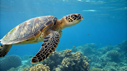 Obraz premium Sea turtle photo, Ocean turtle vector, Marine turtle illustration, Swimming turtle artwork, Aqua turtle design, Wildlife turtle image, Tropical turtle clipart, Underwater sea turtle, Exotic turtle dra