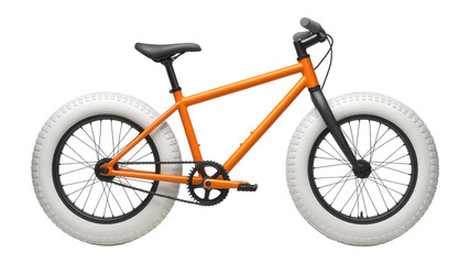 Fototapeta premium Fat bike with bright orange frame and wide white tires