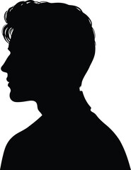 Man silhouette profile headshot black white isolated