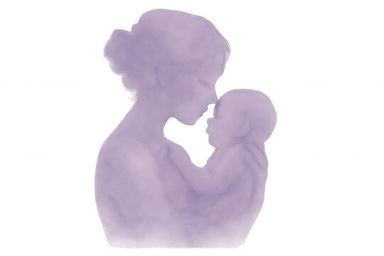 Watercolor painting capturing the essence of motherhood, family bonds, and love, featuring a transparent background for versatile use - Powered by Adobe