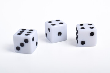 Three dices isolated on white background