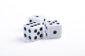 Three dices isolated on white background