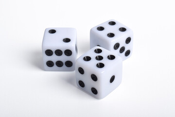 Three dices isolated on white background