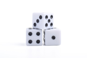 Three dices isolated on white background