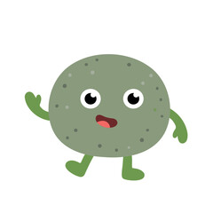 Cute vector illustration of a smiling cartoon stone character with arms and legs, isolated on a white background.