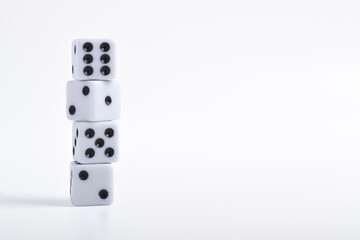 Many dices isolated on white background. Game cubes