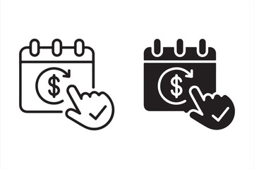 Finance and Billing Date Symbols in Outline and Solid Styles
