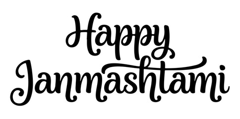 Happy Janmashtami Calligraphy  Elegant Hindu Festival Greeting
