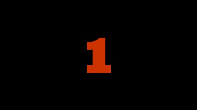 5 Seconds Countdown Timer in Bold Red Font with Transparent Background PNG Video