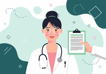Friendly Female Doctor with Medical Chart - Healthcare Illustration