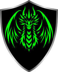dragon shield vector illustration silhouette