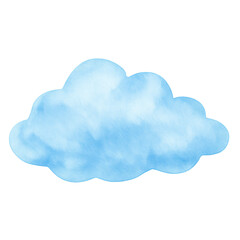 Obraz premium Photo of a soft blue watercolor cloud illustration, representing dreams, imagination, and the sky, isolated on a transparent background