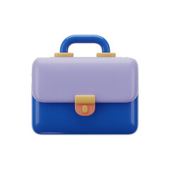 3d render of a blue and purple briefcase isolated on transparent background