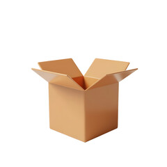 3d render of an open brown cardboard box isolated on transparent background