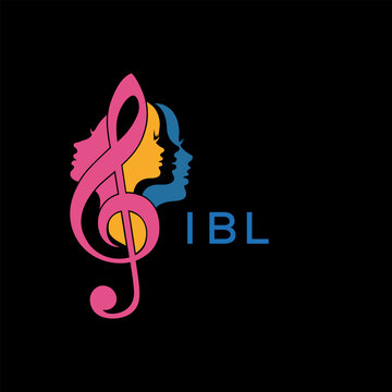 IBL "Colorful Female Silhouettes with Treble Clef Music Symbol on Black Background &ndash; IBL Later Logo, Empowerment, Diversity & Art Concept"
