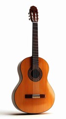 Fototapeta premium Acoustic guitar with natural wood finish.