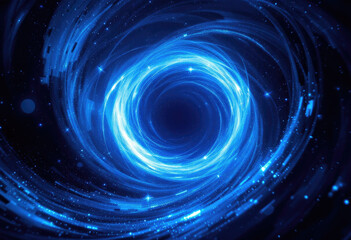 Abstract Blue Swirl Illustration with Sparkling Light Effects