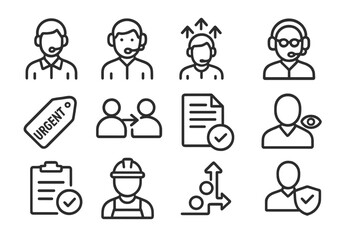 Support Escalation Icons. Line style icons of support escalation levels: Level 1 support icon, Level 2 support icon, Level 3